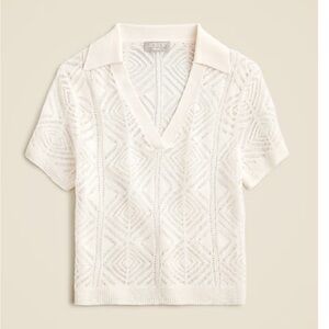 J. Crew Cashmere lace pointelle sweater-polo. Never worn